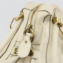 Chloe Paraty Hand Bag Leather White Gold Auth 177544-17