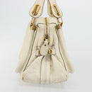 Chloe Paraty Hand Bag Leather White Gold Auth 177544-4