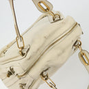 Chloe Paraty Hand Bag Leather White Gold Auth 177544-6