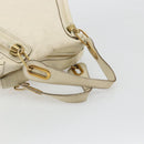 Chloe Paraty Hand Bag Leather White Gold Auth 177544-7