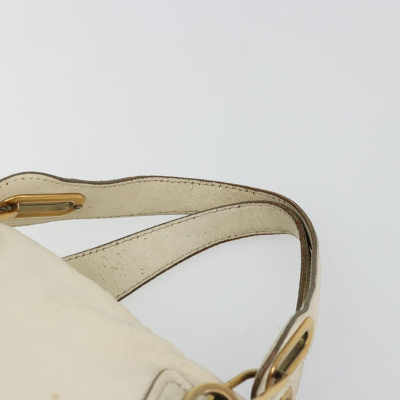 Chloe Paraty Hand Bag Leather White Gold Auth 177544