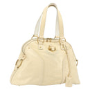 SAINT LAURENT Muse Toe Hand Bag Patent leather Ivory Gold 156464 Auth 177545-1