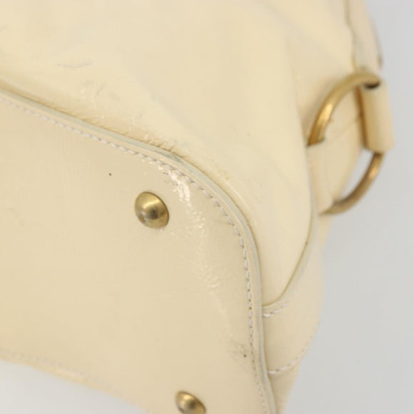 SAINT LAURENT Muse Toe Hand Bag Patent leather Ivory Gold 156464 Auth 177545