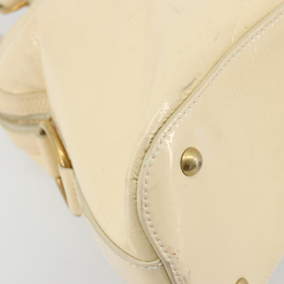 SAINT LAURENT Muse Toe Hand Bag Patent leather Ivory Gold 156464 Auth 177545