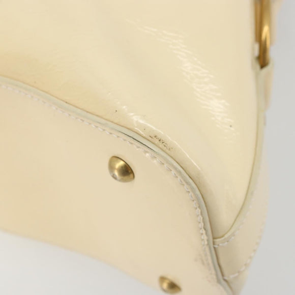 SAINT LAURENT Muse Toe Hand Bag Patent leather Ivory Gold 156464 Auth 177545