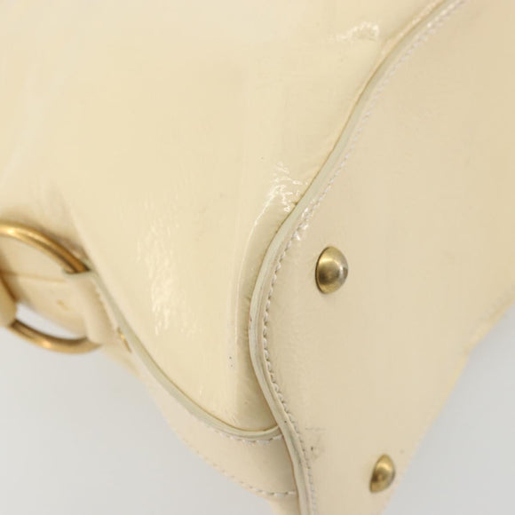 SAINT LAURENT Muse Toe Hand Bag Patent leather Ivory Gold 156464 Auth 177545