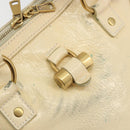 SAINT LAURENT Muse Toe Hand Bag Patent leather Ivory Gold 156464 Auth 177545-14