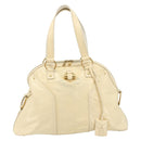 SAINT LAURENT Muse Toe Hand Bag Patent leather Ivory Gold 156464 Auth 177545-2
