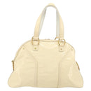 SAINT LAURENT Muse Toe Hand Bag Patent leather Ivory Gold 156464 Auth 177545-3