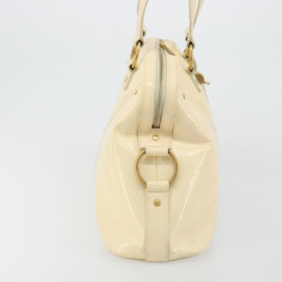 SAINT LAURENT Muse Toe Hand Bag Patent leather Ivory Gold 156464 Auth 177545