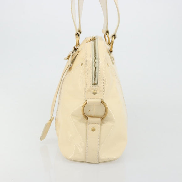 SAINT LAURENT Muse Toe Hand Bag Patent leather Ivory Gold 156464 Auth 177545