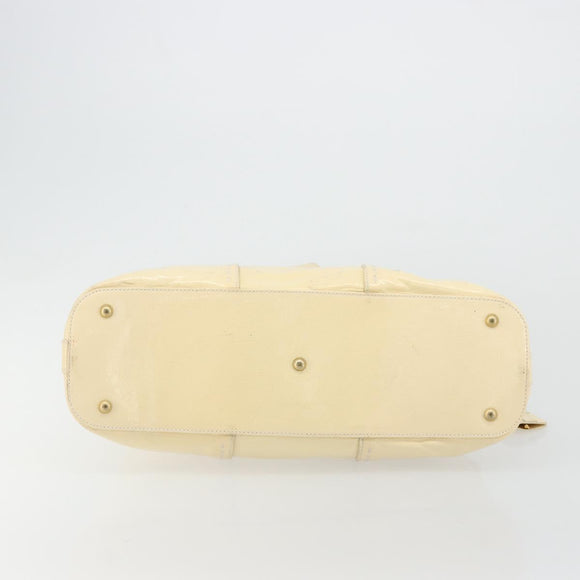 SAINT LAURENT Muse Toe Hand Bag Patent leather Ivory Gold 156464 Auth 177545