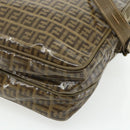 FENDI Zucchino Canvas Shoulder Bag Beige Gold Auth 177546-15