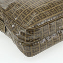 FENDI Zucchino Canvas Shoulder Bag Beige Gold Auth 177546-16