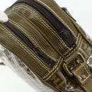 FENDI Zucchino Canvas Shoulder Bag Beige Gold Auth 177546-10