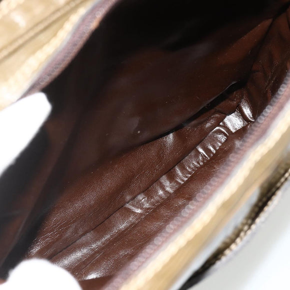 FENDI Zucchino Canvas Shoulder Bag Beige Gold Auth 177546