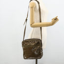 FENDI Zucchino Canvas Shoulder Bag Beige Gold Auth 177546-21