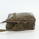 FENDI Zucchino Canvas Shoulder Bag Beige Gold Auth 177546-3