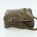 FENDI Zucchino Canvas Shoulder Bag Beige Gold Auth 177546-4