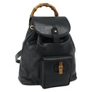 GUCCI Bamboo Backpack Leather Black Gold 003 1705 0030 Auth 177547A-1