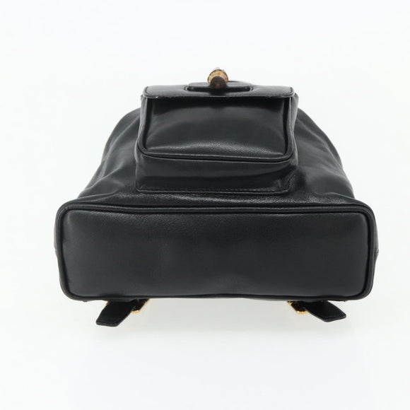 GUCCI Bamboo Backpack Leather Black Gold 003 1705 0030 Auth 177547A