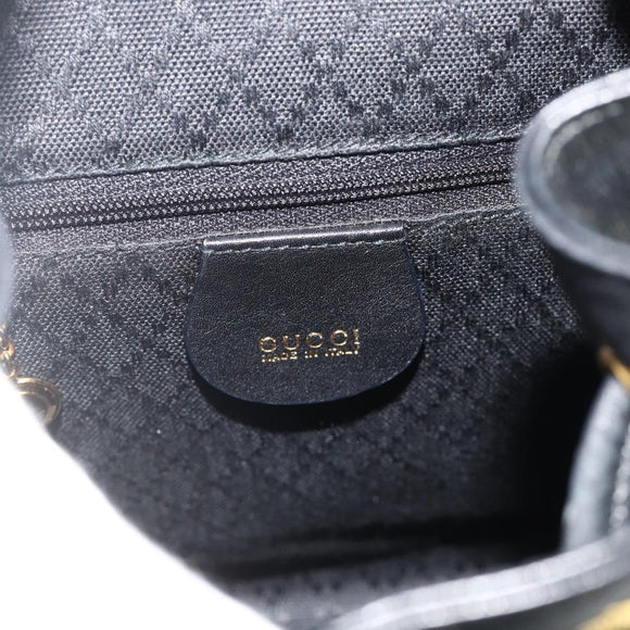 GUCCI Bamboo Backpack Leather Black Gold 003 1705 0030 Auth 177547A