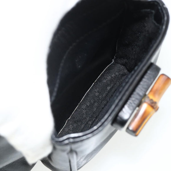 GUCCI Bamboo Backpack Leather Black Gold 003 1705 0030 Auth 177547A