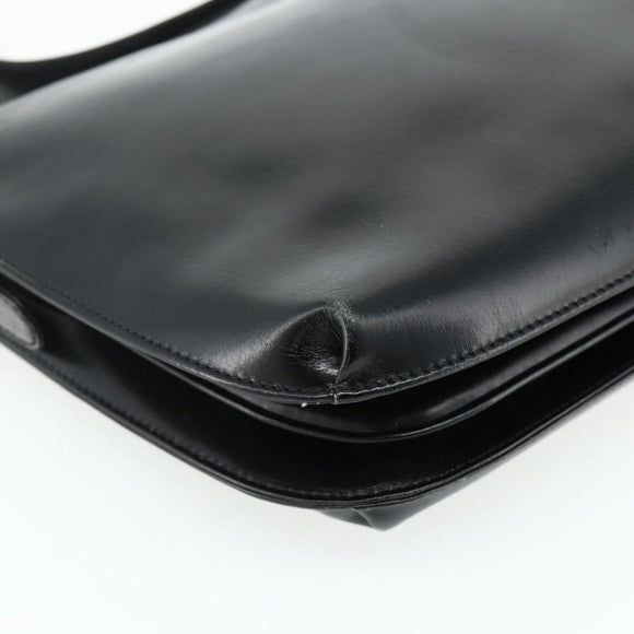 LOEWE Anagram Shoulder Bag Leather Black Gold Auth 177548