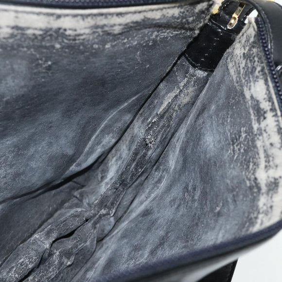 LOEWE Anagram Shoulder Bag Leather Black Gold Auth 177548