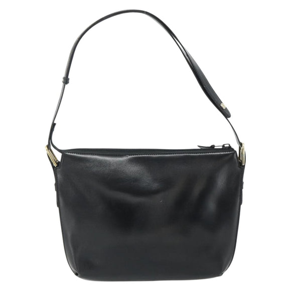 LOEWE Anagram Shoulder Bag Leather Black Gold Auth 177548