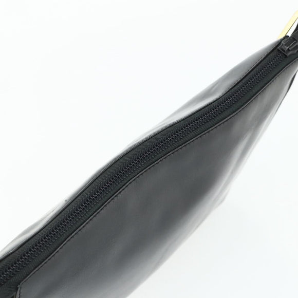LOEWE Anagram Shoulder Bag Leather Black Gold Auth 177548