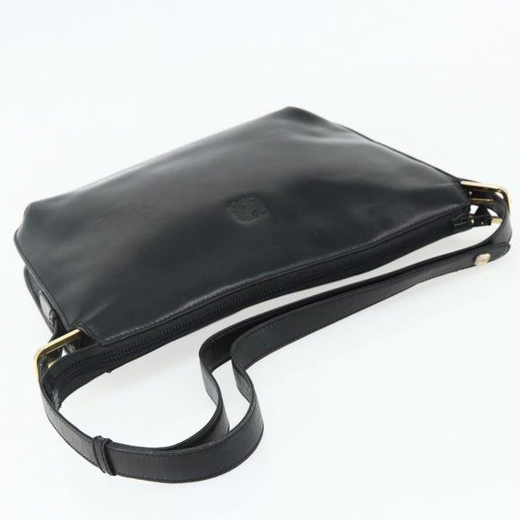 LOEWE Anagram Shoulder Bag Leather Black Gold Auth 177548