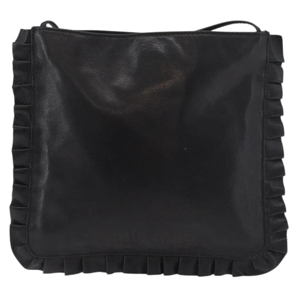 Miu Miu Shoulder Bag Leather Black Auth 177550
