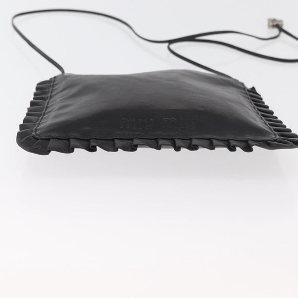 Miu Miu Shoulder Bag Leather Black Auth 177550
