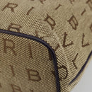 BVLGARI Logo Mania Tote Bag Canvas Beige Gold purple Auth 177564A-14