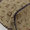 BVLGARI Logo Mania Tote Bag Canvas Beige Gold purple Auth 177564A-15