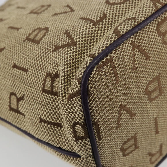BVLGARI Logo Mania Tote Bag Canvas Beige Gold purple Auth 177564A