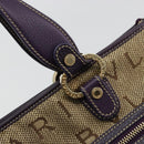 BVLGARI Logo Mania Tote Bag Canvas Beige Gold purple Auth 177564A-18