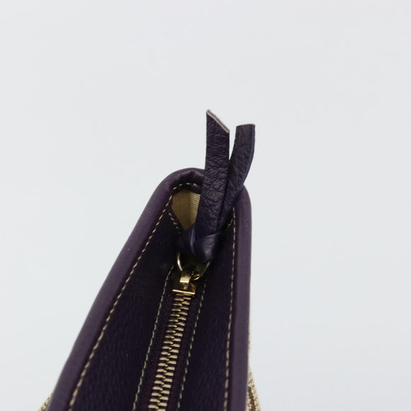 BVLGARI Logo Mania Tote Bag Canvas Beige Gold purple Auth 177564A