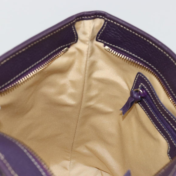 BVLGARI Logo Mania Tote Bag Canvas Beige Gold purple Auth 177564A