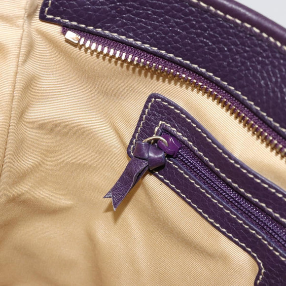 BVLGARI Logo Mania Tote Bag Canvas Beige Gold purple Auth 177564A