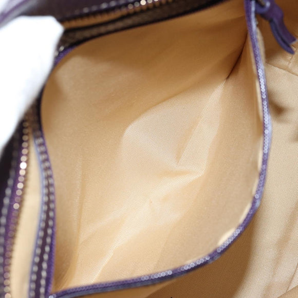 BVLGARI Logo Mania Tote Bag Canvas Beige Gold purple Auth 177564A