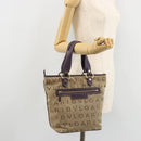 BVLGARI Logo Mania Tote Bag Canvas Beige Gold purple Auth 177564A-27