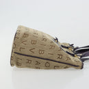 BVLGARI Logo Mania Tote Bag Canvas Beige Gold purple Auth 177564A-3