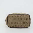 BVLGARI Logo Mania Tote Bag Canvas Beige Gold purple Auth 177564A-5
