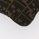 FENDI Zucca Canvas Shoulder Bag Black Brown Auth 177566-14