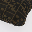 FENDI Zucca Canvas Shoulder Bag Black Brown Auth 177566-16