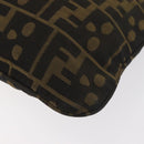 FENDI Zucca Canvas Shoulder Bag Black Brown Auth 177566-17