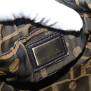 FENDI Zucca Canvas Shoulder Bag Black Brown Auth 177566-18