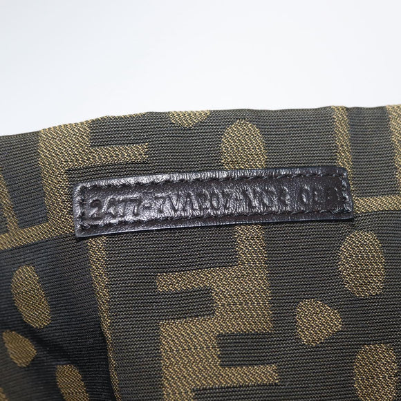 FENDI Zucca Canvas Shoulder Bag Black Brown Auth 177566